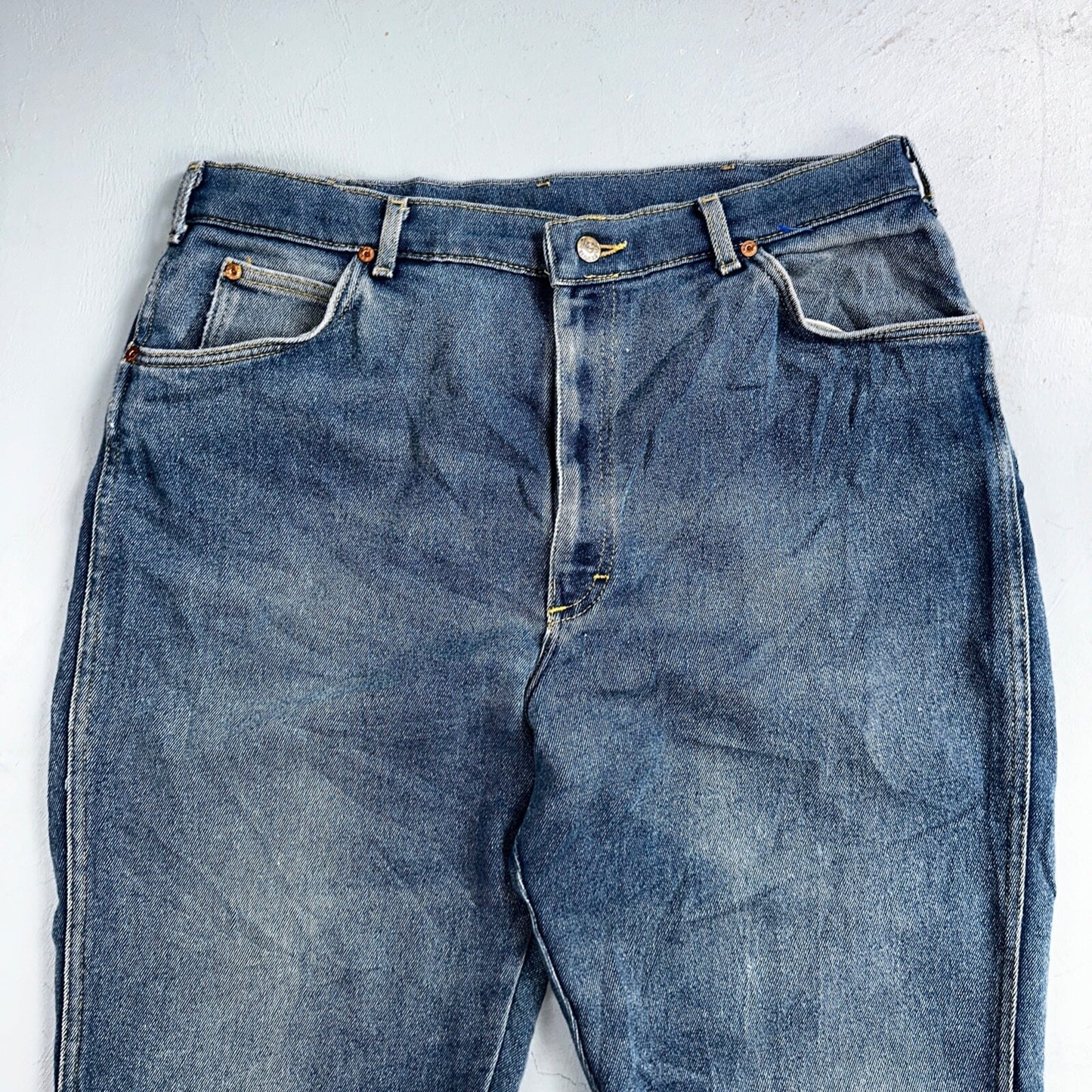 Lee VTG 80 Riders Denim Boot Cut Flare Jeans USA 34x31 Med Wash Cowboy 1980s