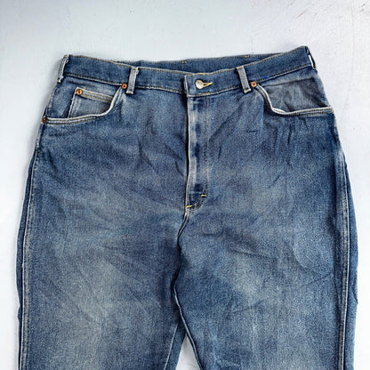 Lee VTG 80 Riders Denim Boot Cut Flare Jeans USA 34x31 Med Wash Cowboy 1980s