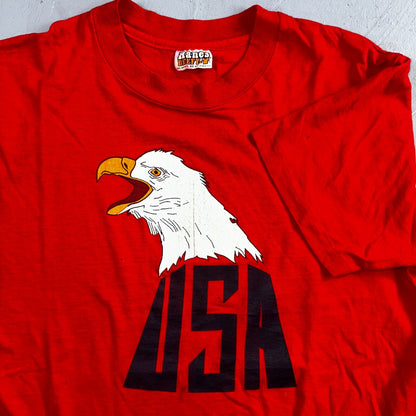 Eagles USA Hanes 1970s VTG T Shirt 70s Red Graphic Single Stitch Band Rock Large