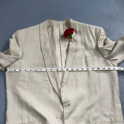 VTG Mens Suit 42 Jacket Coat 1970s Rockabilly 60s 70s USA White Thin Cream Rose