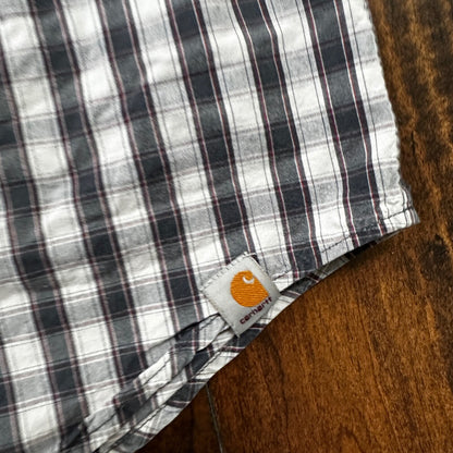 Carhartt Mens Plaid Relaxed Fit Short Sleeve Button Down Work Shirt Size M VTG
