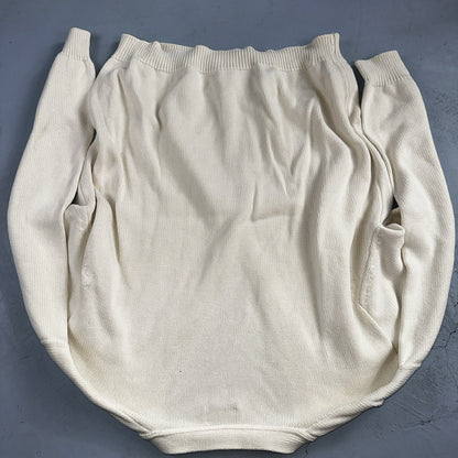 Vintage Lands' End Cardigan Sweater Men's Large White Button Front Made in USA