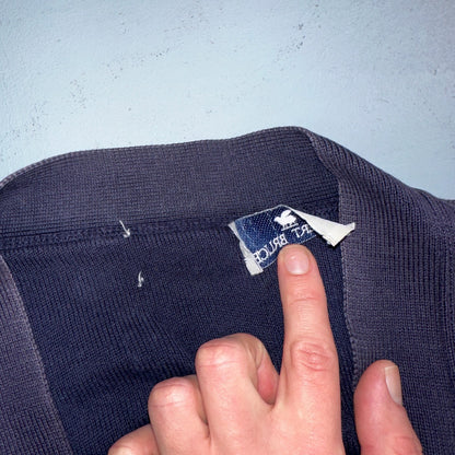 Vintage 70s Robert Bruce Cardigan Sweater Adult XL Navy Grandpa Grunge Faded