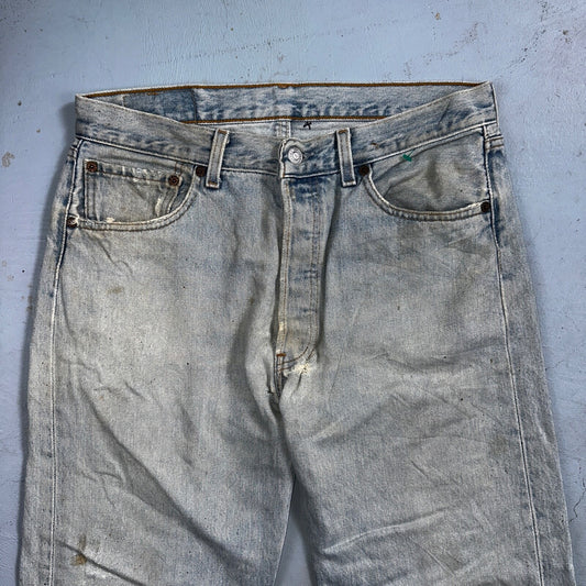 Levis 501 Vintage 90s XX Straight Leg Mexico Jeans 33x34 Light Wash Act 31x27