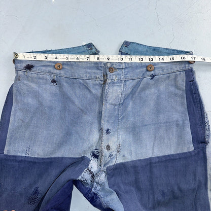 Vintage 1930s 1940s Buckleback Pants Denim Navy Blue Dungaree 30s 40s Rockabilly