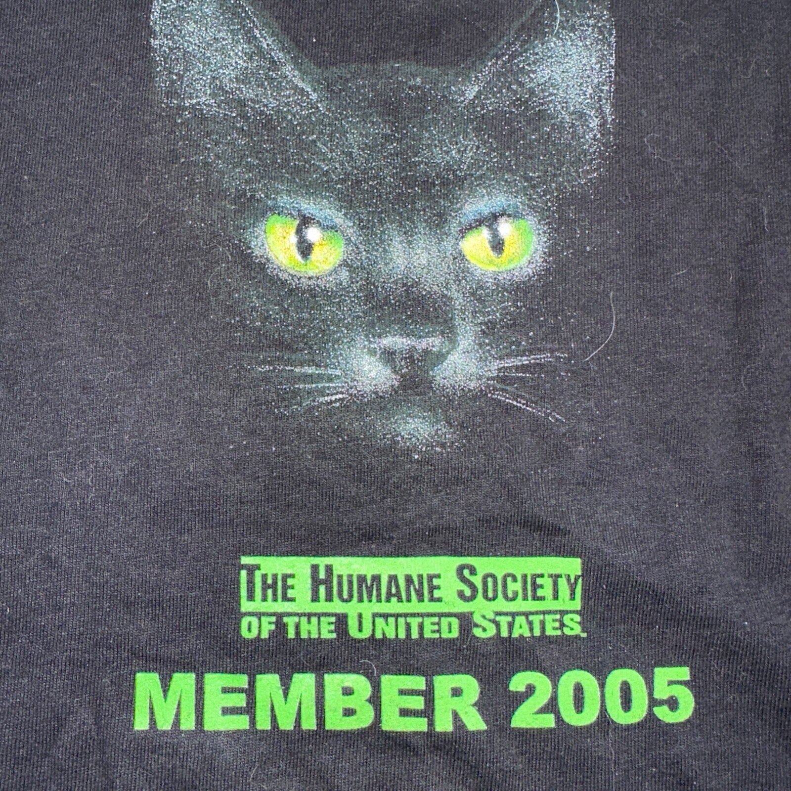 Black Cat 2005 VTG T Shirt Mask Movie Humane Society Animals Cute Love Hans
