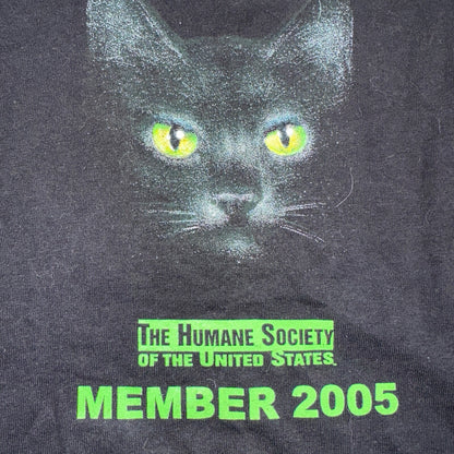Black Cat 2005 VTG T Shirt Mask Movie Humane Society Animals Cute Love Hans