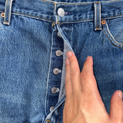 Levis 501 Vintage 90s USA XX Straight Leg Jeans Blue Med Wash 38x30 Act 36x27