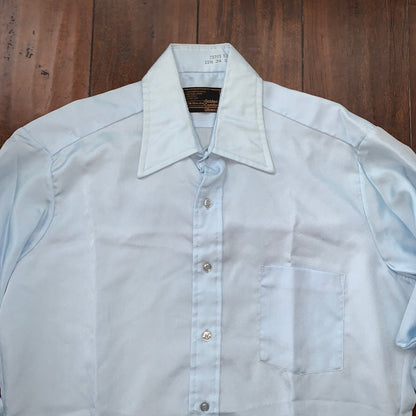 Sears Blue Vintage Button Down Work Shirt Dress 60s 70s Sanforized