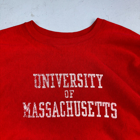 VTG 80s Champion Reverse Weave Crewneck Sweatshirt USA Massachusetts MIT Red