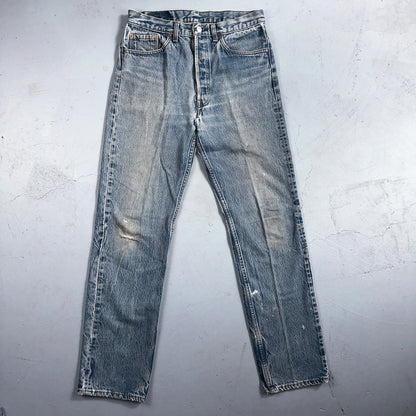Levis 501 Vintage 90s USA XX Straight Leg Jeans 33x36 Light Wash Act 30x32