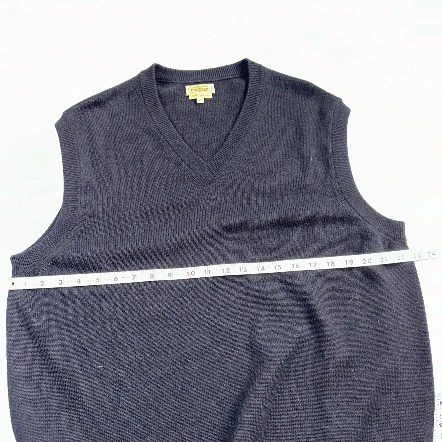 Paul Stuart V Neck Mens Sz XL 100% Cashmere Pullover Sweater Vest Black Scotland