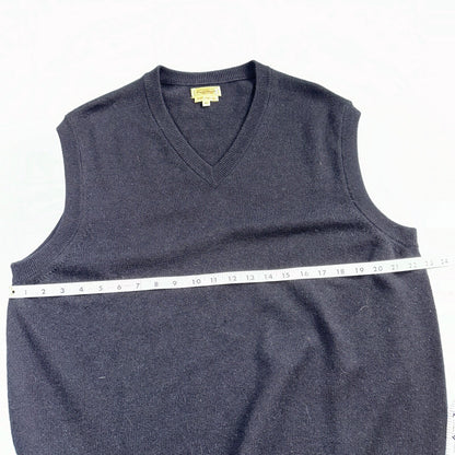 Paul Stuart V Neck Mens Sz XL 100% Cashmere Pullover Sweater Vest Black Scotland