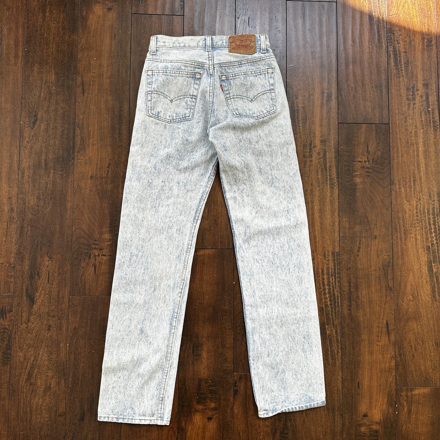 VTG 90s Levis 501 Button Fly 27x32 USA Tag Jeans Straight Wash Light X Act 25x30