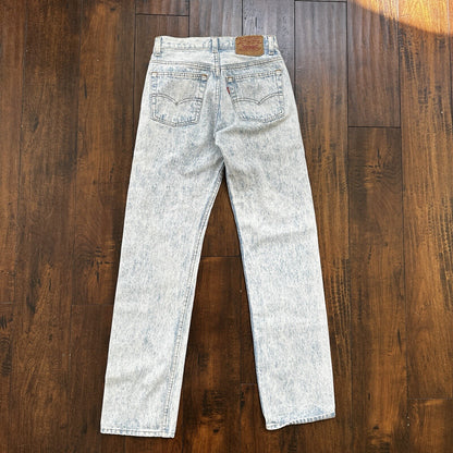 VTG 90s Levis 501 Button Fly 27x32 USA Tag Jeans Straight Wash Light X Act 25x30