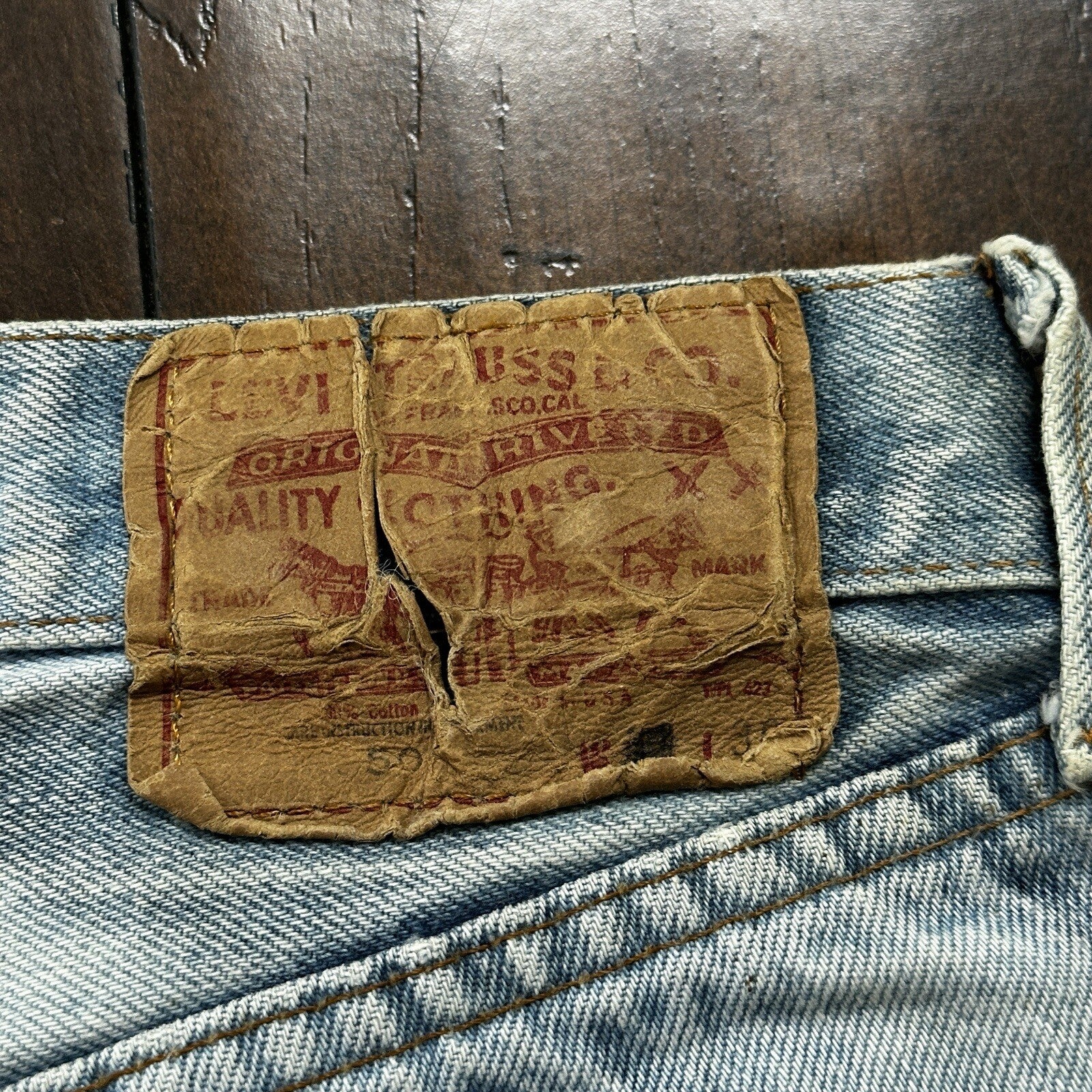 Levis Vintage 80s Redline Selvedge USA 501 XX Jeans Light Wash 32x36 Act 29x31