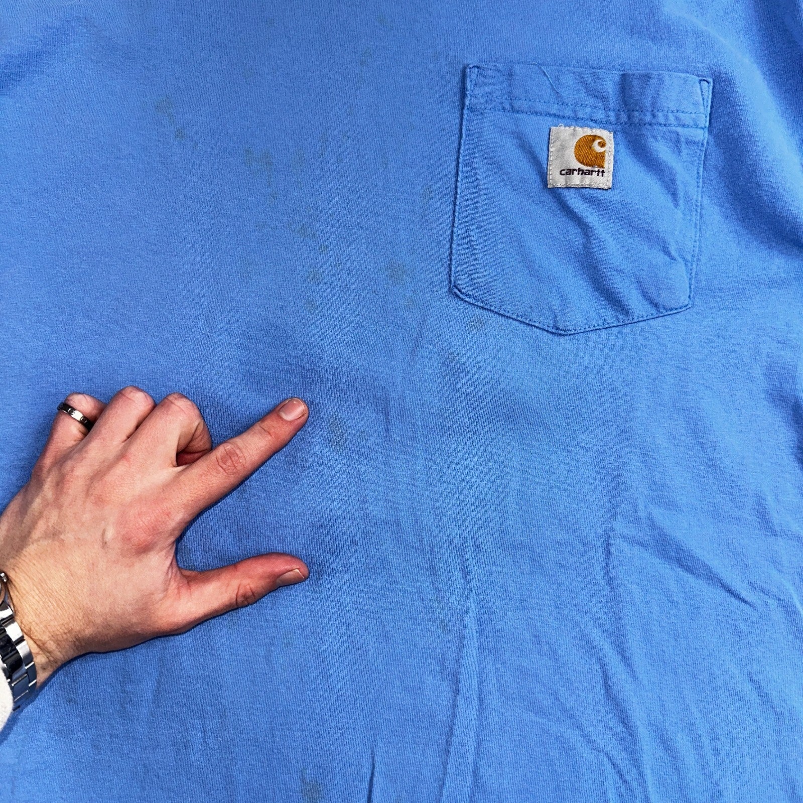 Carhartt Blue Pocket Y2K VTG T Shirt K87 Simple Basic Workwear 2009 Size XL