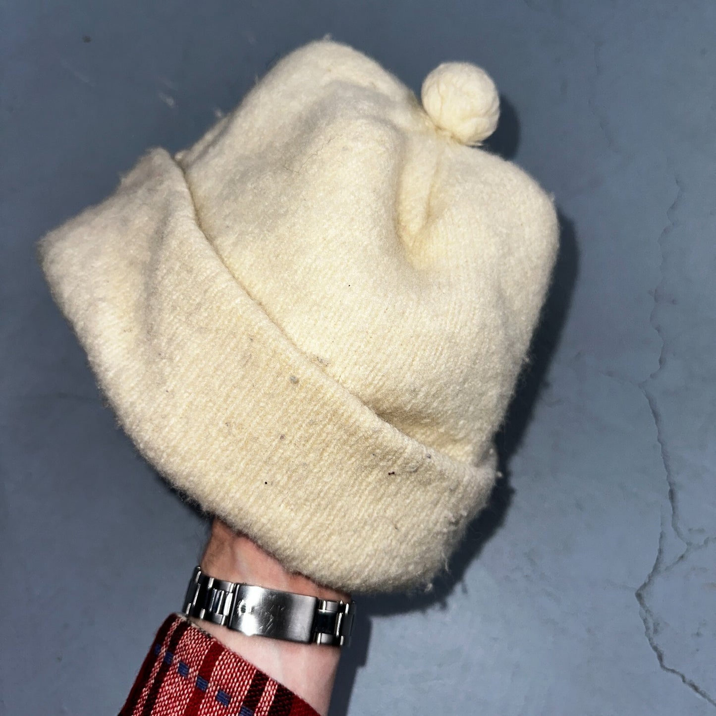 Vintage Ski Mask Small White Cream Balaclava 40s 50s Post WWII Rare Hat Wool