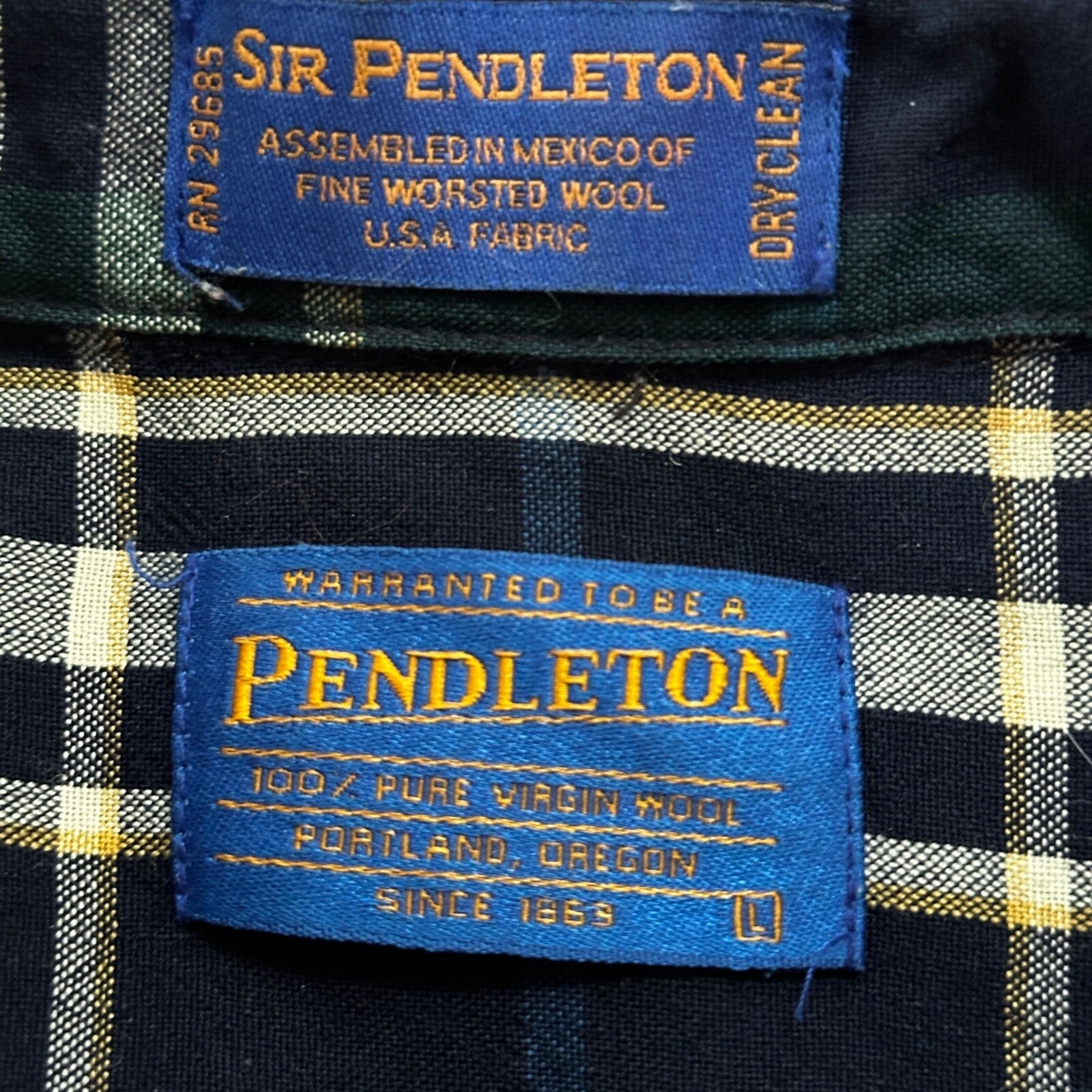 Pendleton Fireside Shirt Sir Pendleton Plaid Wool Flannel Size Large VTG Nice!