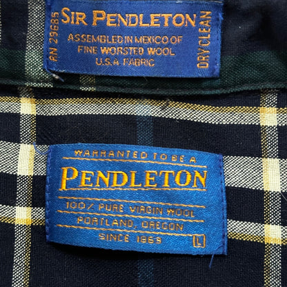 Pendleton Fireside Shirt Sir Pendleton Plaid Wool Flannel Size Large VTG Nice!