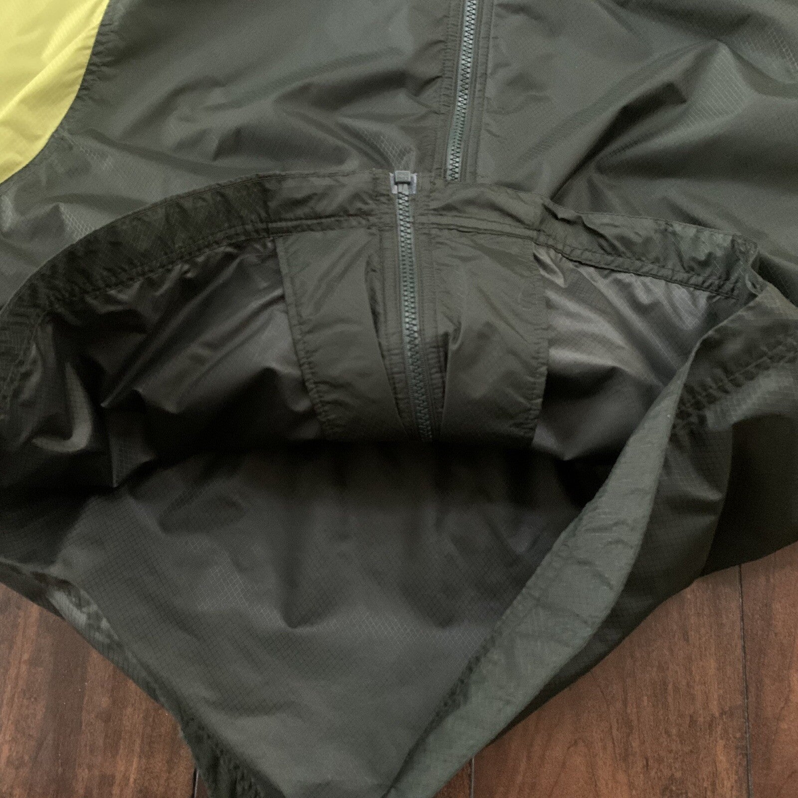 Vintage Nike Womens S 90s Windbreaker Forest Green Zip Pullover Cinch Jacket