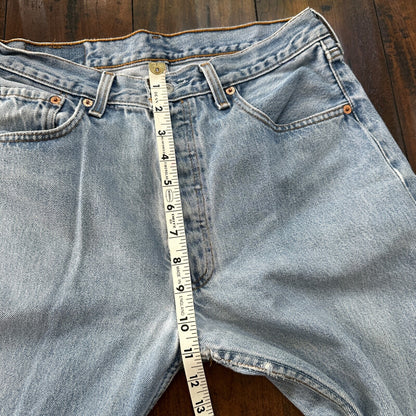 VTG 90s Levis 501 Button Fly 34x36 USA Tag Jeans Straight Wash Blue XX Act 30x32