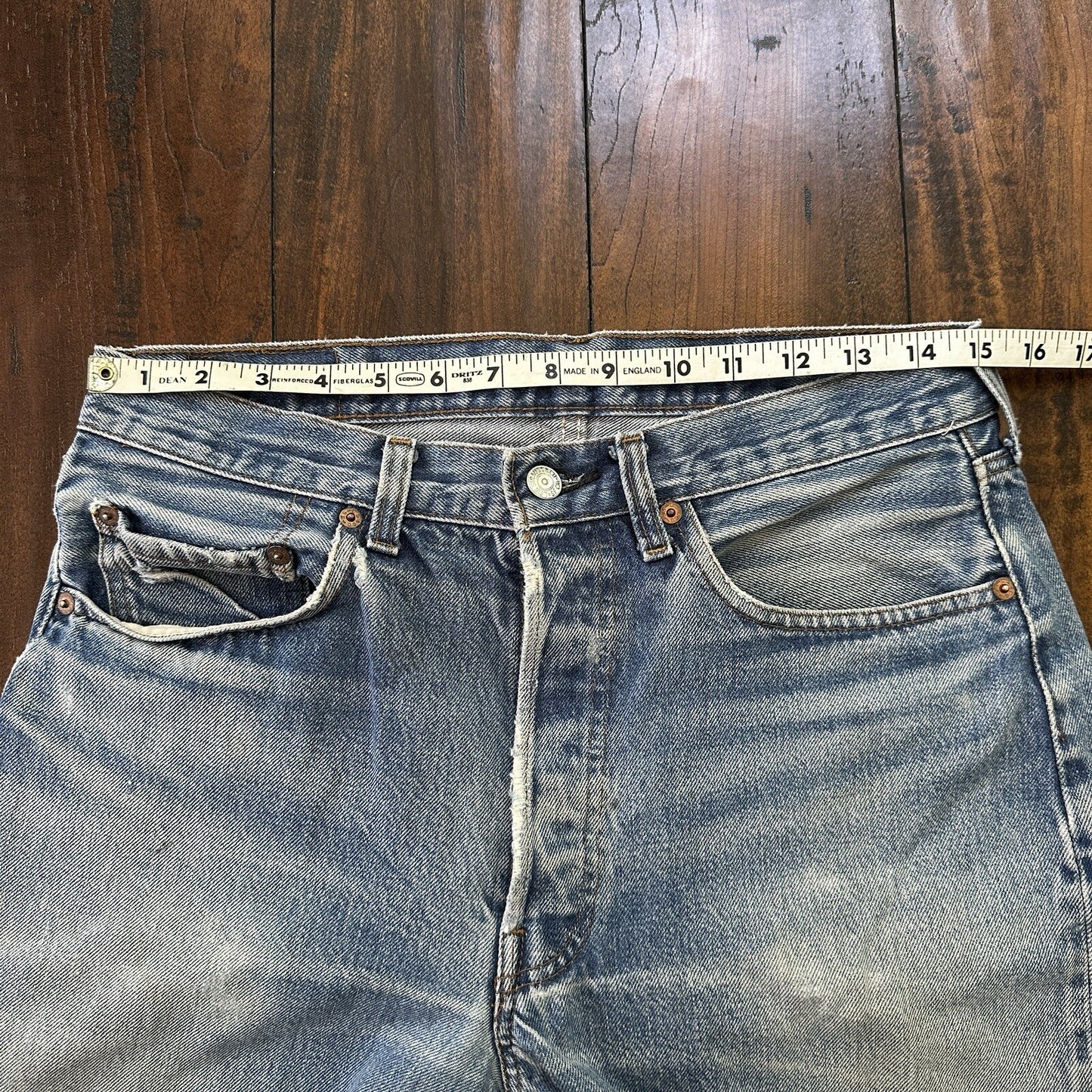 Levis Vintage 80s Redline Selvedge USA 501 XX Jeans Light Wash 33x36 Act 30x34