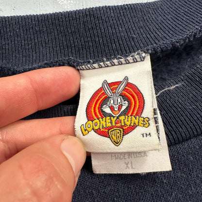 Looney Tunes TAZ 90s USA Sweatshirt VTG Crewneck XL Navy Cartoon Bugs Bunny