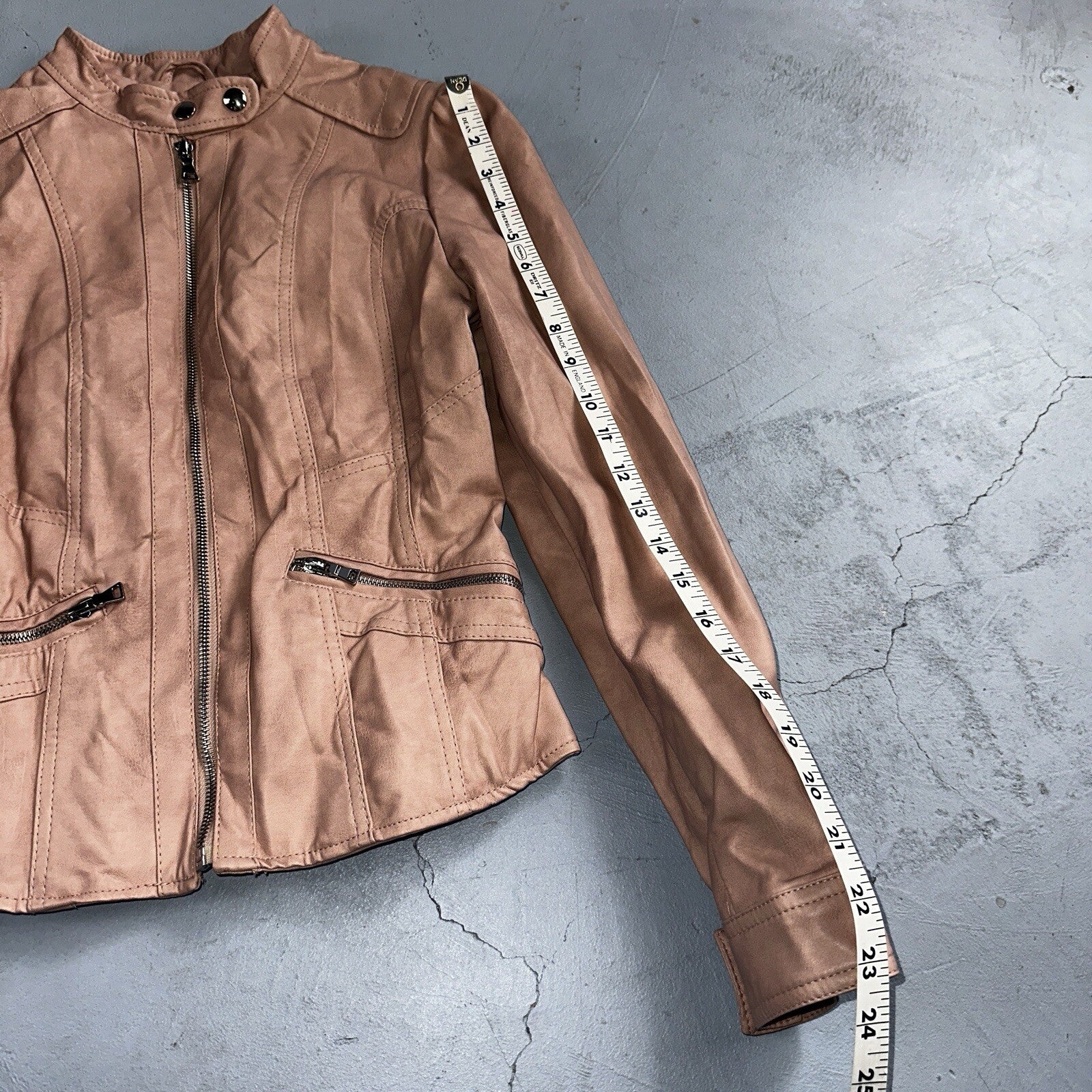 Black Rivet Women's Leather Jacket S Pink Moto Biker Zippered Baddie Biker