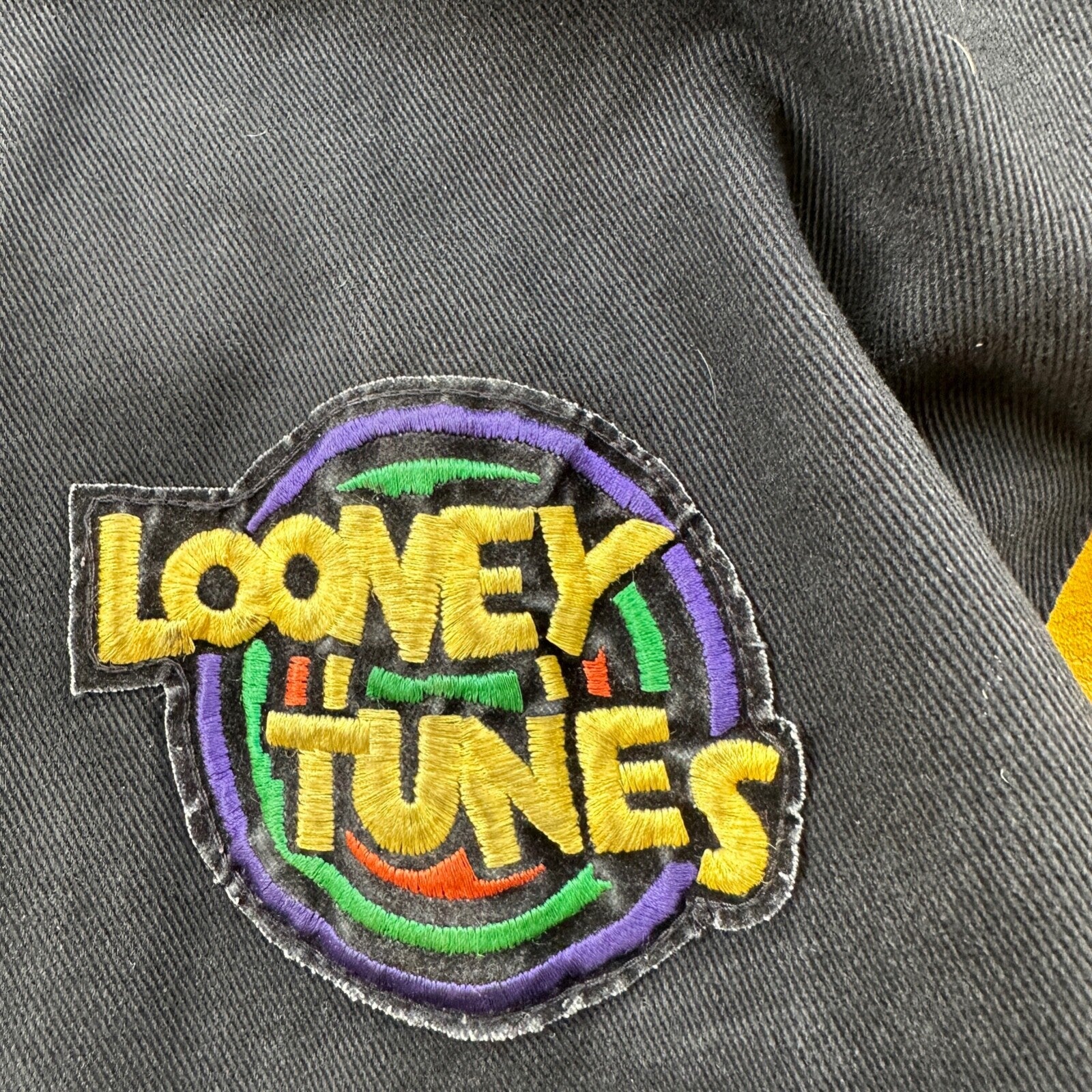 VTG 1992 Jeff Hamilton Looney Tunes Leather Canvas Jacket XL 90s Rap Cartoon Art