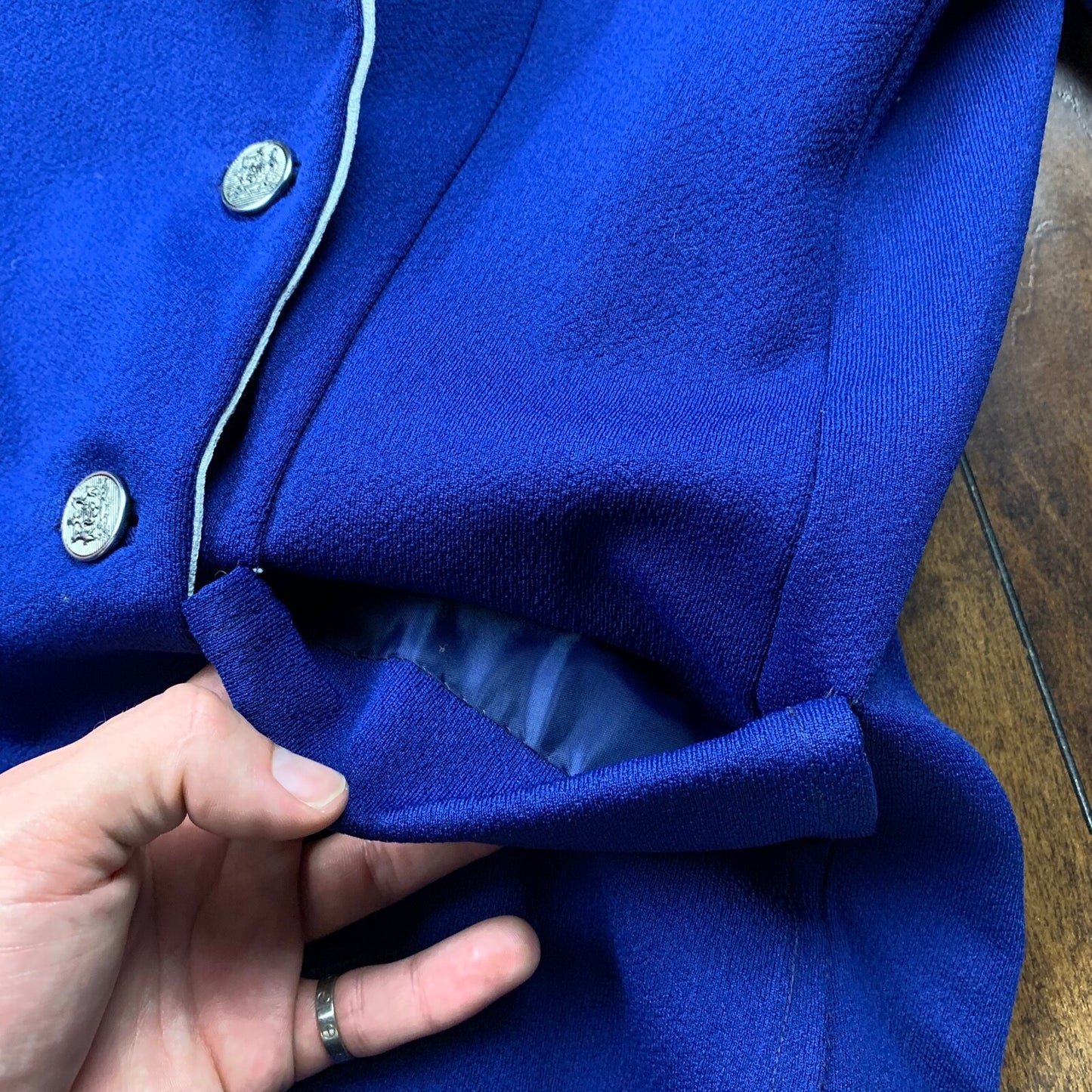 Vintage USA Rockabilly Womens Dress Jacket Blue 60s 70s Top Blazer Sanforized