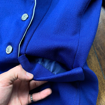 Vintage USA Rockabilly Womens Dress Jacket Blue 60s 70s Top Blazer Sanforized