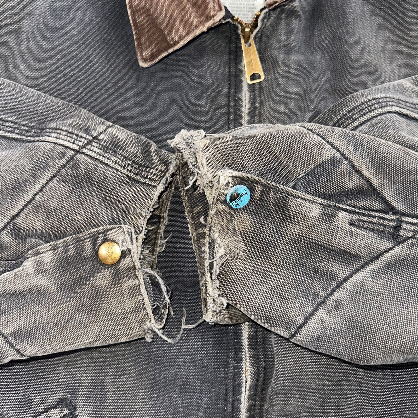 Carhartt VTG Detroit Jacket Men's 2XL Lined Blanket Workwear J97 BLK Thrashed