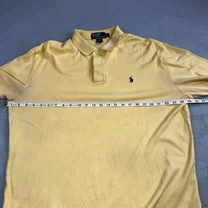 Polo Ralph Lauren Shirt Large Yellow Logo Blue Pony Long Sleeve Single Stitch