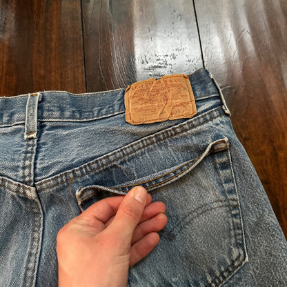 VTG 80s Levis 501 Button Fly 35x32 USA Tag Jeans Straight Wash Blue XX Act 31x31