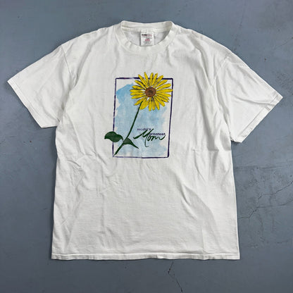 Oneita Worlds Greatest Mom VTG T Shirt WGM 90s Single Stitch Sunflower Cute