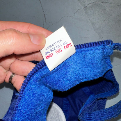 Microflect Blue Corduroy VTG Hat Cap Snapback Radio Television TV Promo Trucker