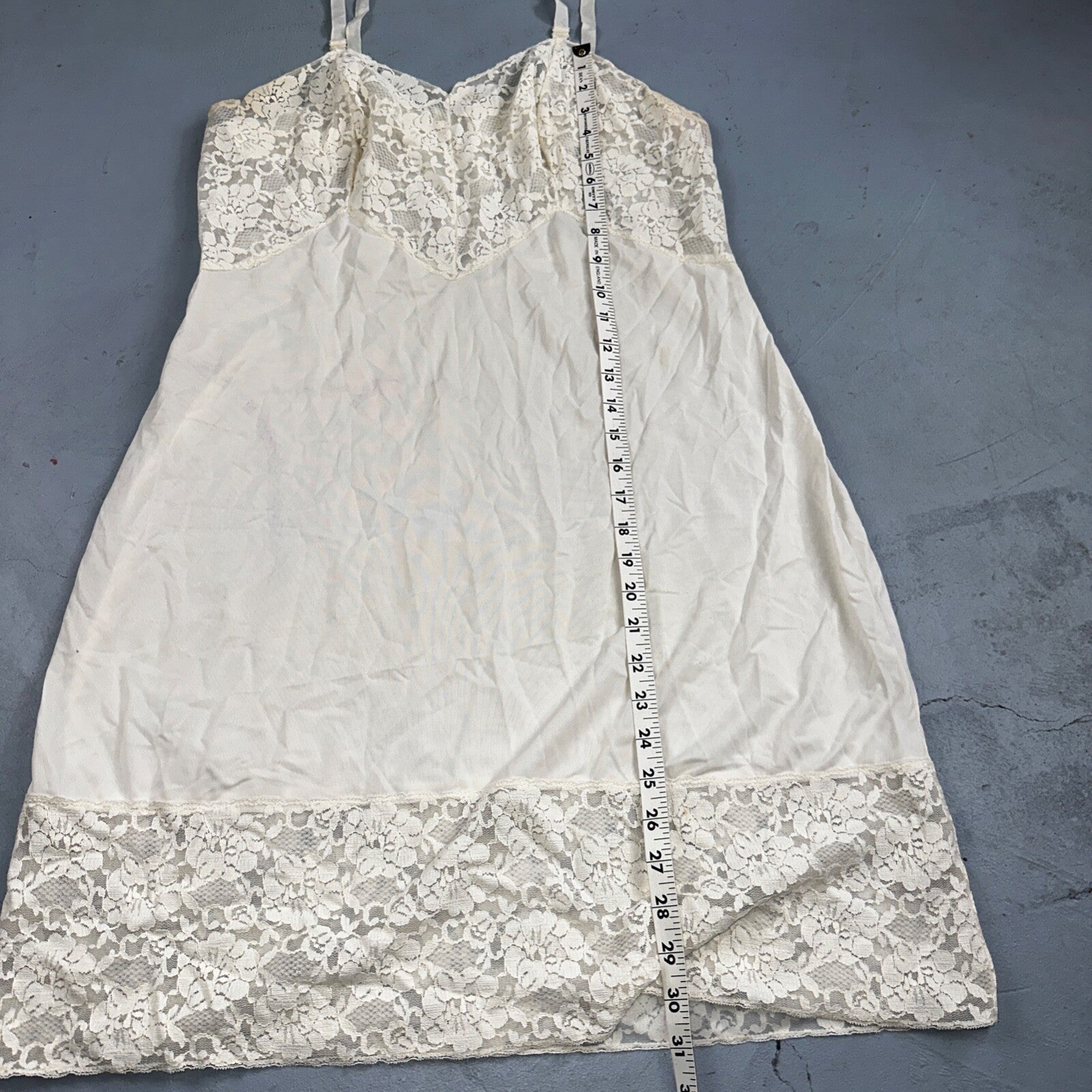 VTG 1960s Aristocraft Lingerie Slip Dress Sleepwear Full Sweep Nightgown Lace