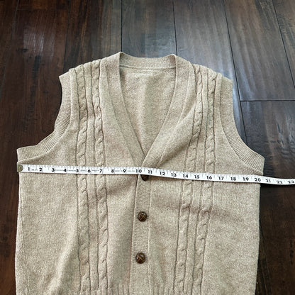 VTG 70s Tan Beige Wool Dave Marr Grandpa Cardigan Sweater Rockabilly L USA