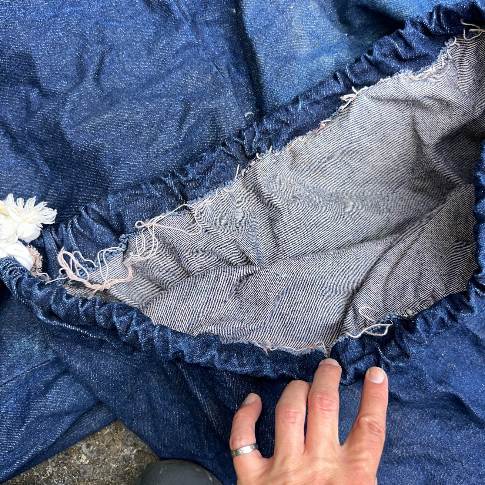 VTG 60s 50s Denim Blue Laundry Drawstring Faded Civilian Bag Lot of 3 USED