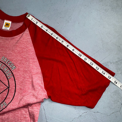 Oregon Champion Wrestling Red VTG T Shirt Raglan Single Stitch High School 80s