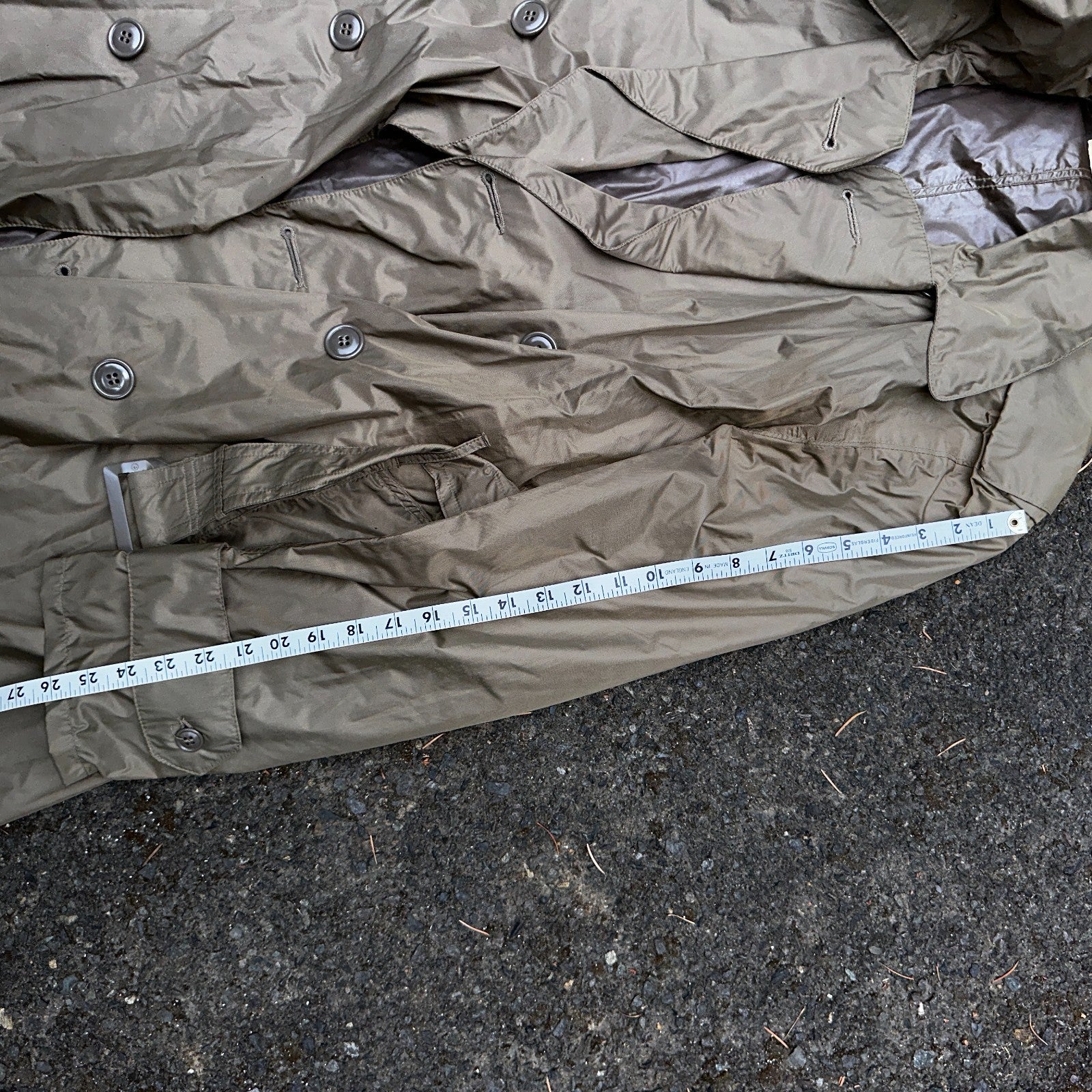 VTG 1958 US Army Mans Raincoat Nylon Taupe Shade 179 Military Uniform Mens 38L