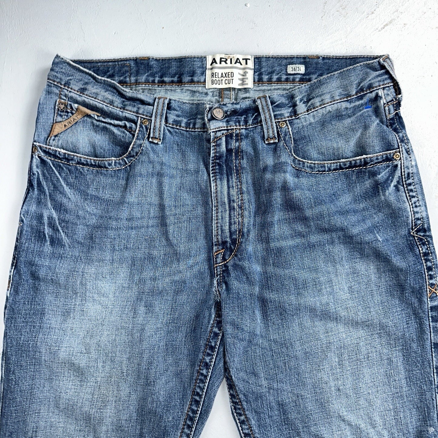 Ariat Jeans Mens 36x34 Blue M4 Boot Cut Relaxed Coltrane Jeans Denim Medium Wash