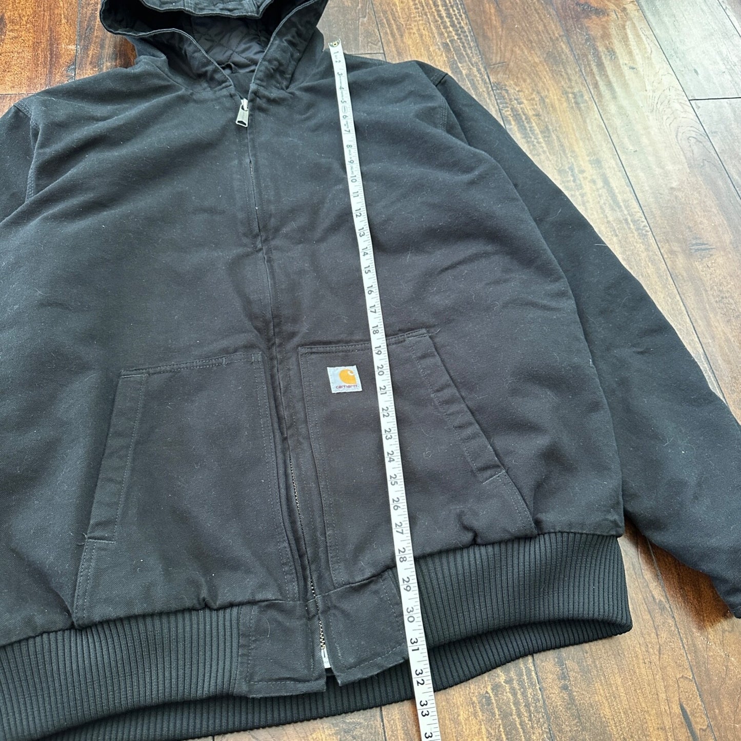 VTG Carhartt Active Jacket Adult XL Duck Canvas Black Workwear Hood 104050