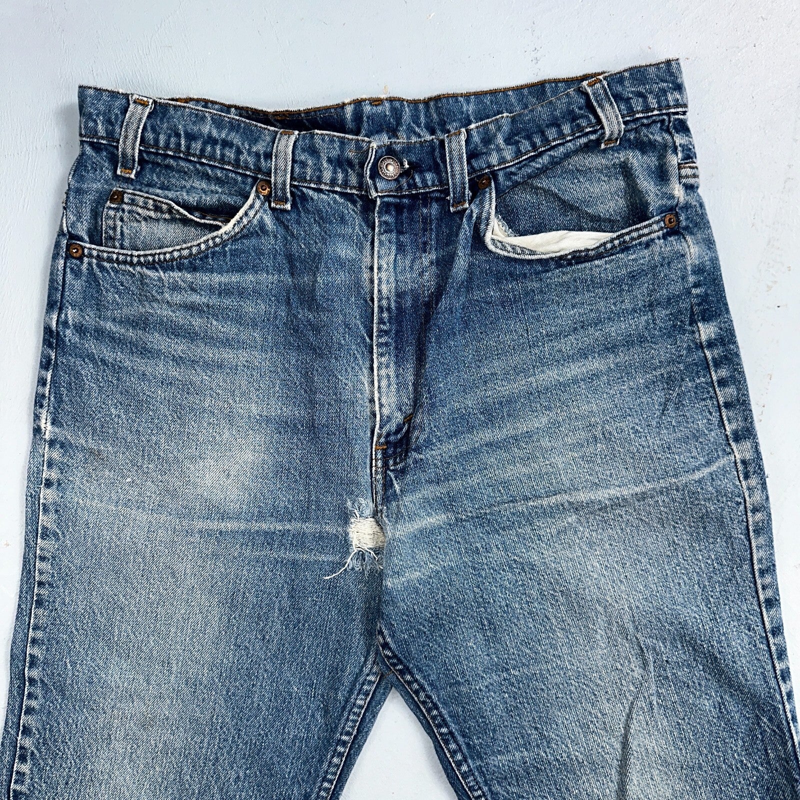 Levis 517 Vintage 80s USA Orange Tab Bootcut Flare Blue Worn Jeans Act 33x29