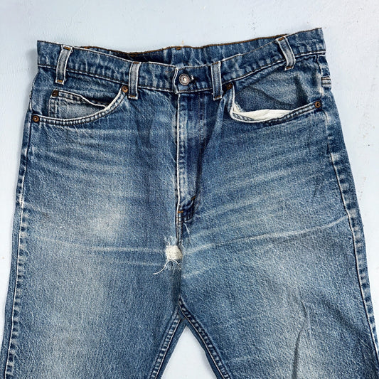 Levis 517 Vintage 80s USA Orange Tab Bootcut Flare Blue Worn Jeans Act 33x29