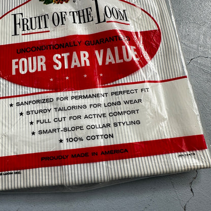 VTG Fruit of the Loom Sanforized Button Up Shirt Mens 1950s 14 NOS Rockabilly