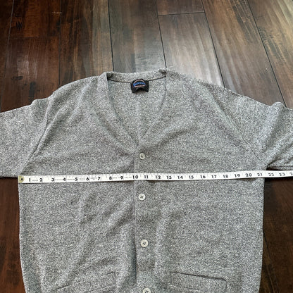VTG 70s Jantzen Gray Wool Dave Marr Grandpa Cardigan Sweater Rockabilly L USA