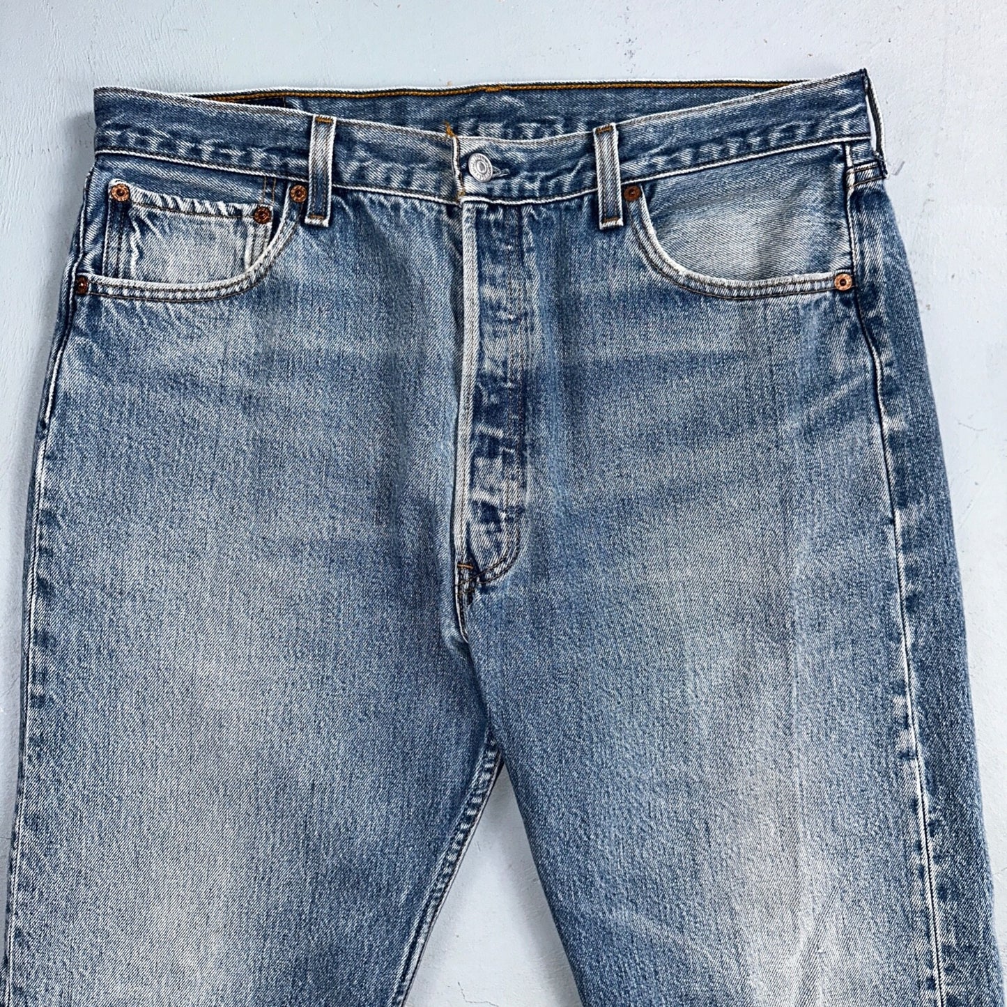 Levis 501 Vintage 90s USA XX Straight Leg Jeans Blue Light Wash 38x32 Act 34x28