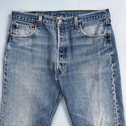 Levis 501 Vintage 90s USA XX Straight Leg Jeans Blue Light Wash 38x32 Act 34x28